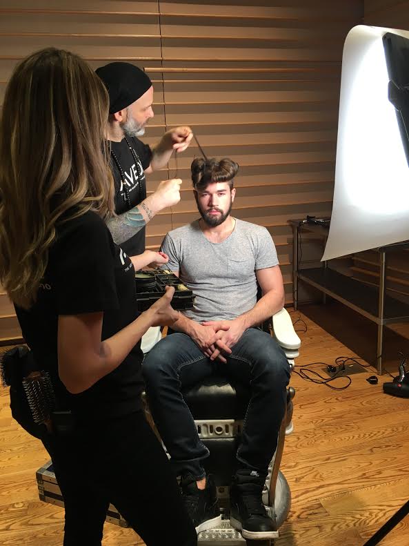 Aveda 50's Messy Pompadour Hair Look for the Loris Diran F/W16 Show #nyfwm #livingaveda @LorisDiran #NYFW