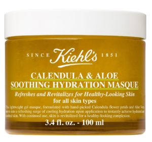 Kiehl's Calendula & Aloe Soothing Hydration Masque - For a soothing relief instant cooling sensation to refresh and hydrate for visible smoothness and reduced signs of unbalanced distressed skin. Hand picked Calendula flower petals, Aloe & natural aromon, paraben and color free. fashionsdigest.com