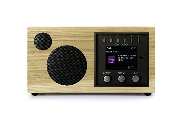 Como Audio SOLO Smart Speaker in Hickory, Walnut,, white black panels- fashionsdigest.com