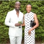 Smiling couple, woman in polka-dot dress